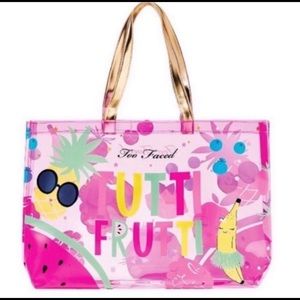 NEW tutti frutti beach tote + matching pins